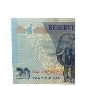 Zimbabwe $20 Reserve Bank Note Elephant Design AA6331797
